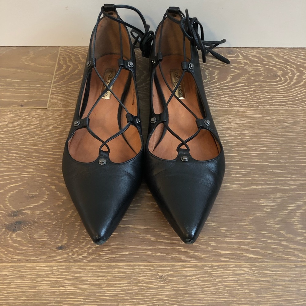 Halogen Black Nappa Flats